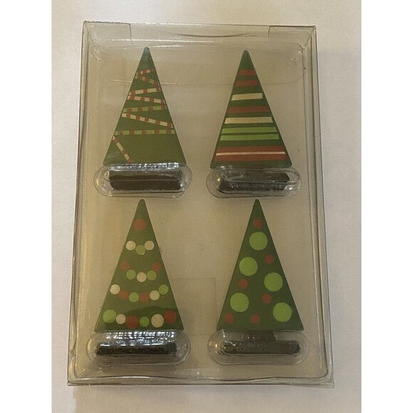 2 DII Design Imports Mini Christmas Trees Flat Metal Glossy Enamel 4 Pack - Picture 3 of 9
